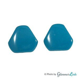 Vintage Hong Kong Blue Plastic Triangular Pierced Earrings